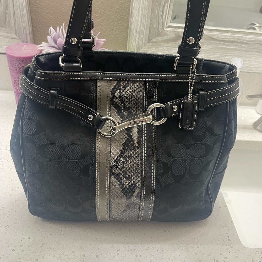 Coach Black and Snakeskin Bag
